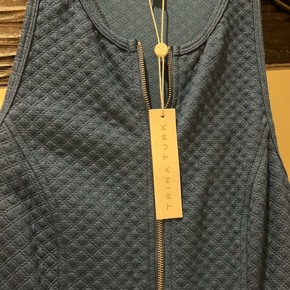 TRINA TURK WOMEN'S BISHOP' ZIPPERED SLEEVELESS QUILTED DRESS IN BLUE - Picture 6 of 6